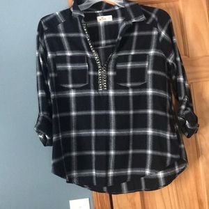 Black plaid Hollister Blouse